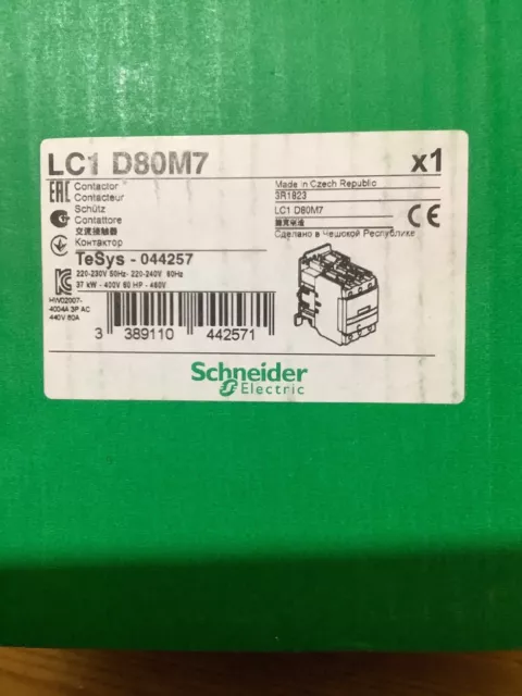 Schneider Contactor Lc1 D80M7, Brand New