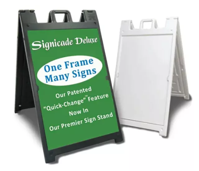 Plasticade Deluxe Signicade Portable Folding Double Sided Sign Stand - White  