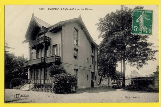 cpa FRANCE 91 - ANGERVILLE (Essonne) Le CHÂLET Suisse en 1914 Résidence Villa