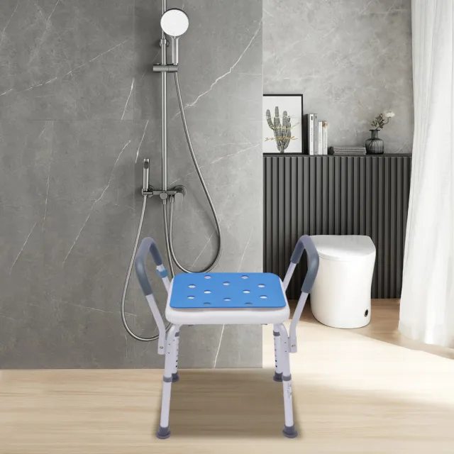 Duschstuhl Badestuhl mit Rückenlehne Höhenverstellbar Duschhocker Hocker 2