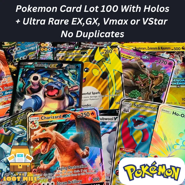 pokemon card lot 100 official tcg cards ultra rare included Pokemon Card Lot 100 OFFICIAL TCG Cards + Ultra Rare | VMAX GX EX VSTAR OR V!