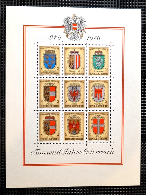 Österreich Briefmarken-Block 4 (1976) – Wappen Der Bundesländer, Postfrisch MNH, Prophila Collection