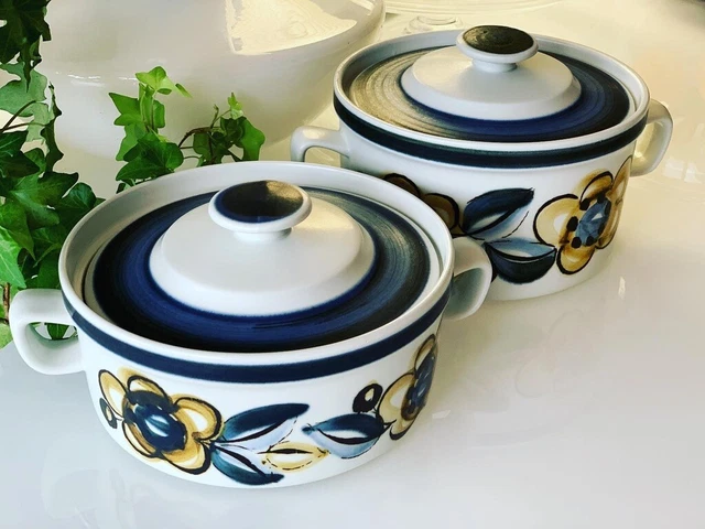 2 Vintage Ceramic Casserole Dishes / Tureens by Stavanger Flint Norway Ildfast