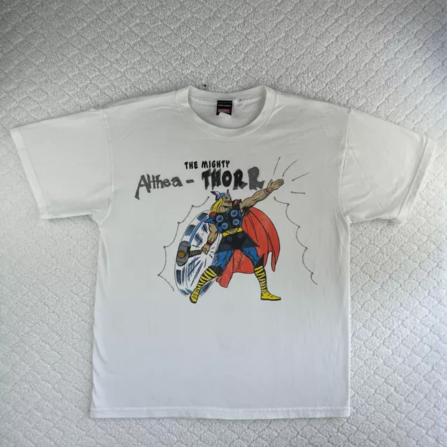 Vintage 2000s Marvel Mad Engine The Mighty Thor T-shirt Mens White L Colorful