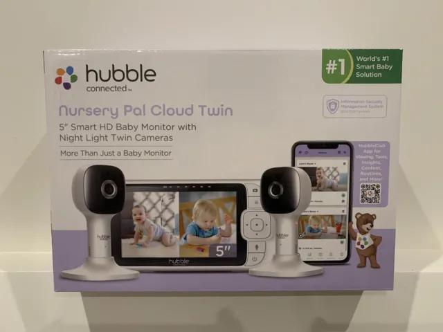 New Hubble Connected Nursery Pal Cloud 5” Smart HD Baby Monitor Light Night