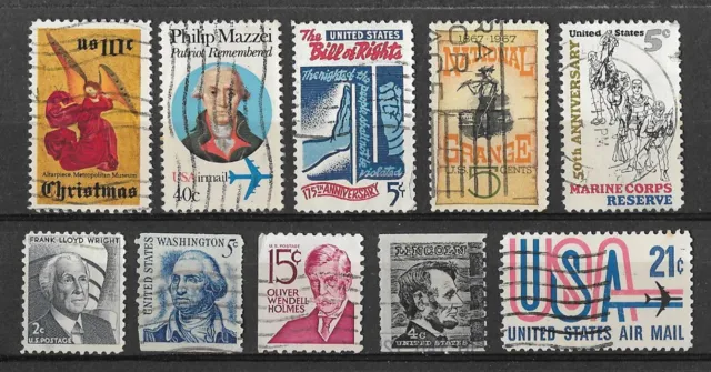USA United States old collection 10 different stamps at 25 cents each - 1a