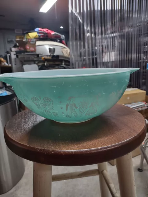 Pyrex Amish Butterprint Turquoise Cinderella Nesting Mixing Bowl #444  4 Quart