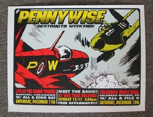 Pennywise Denver 1999 Concert Poster Kuhn Silkscreen Original Punk