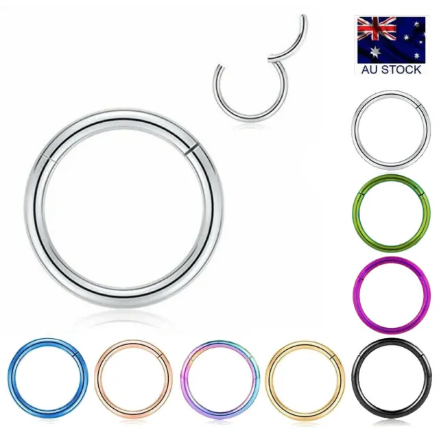 Stainless Steel Segment Hinged Clicker Ear Nose Body Ring Lip Hoop Piercing 1PC