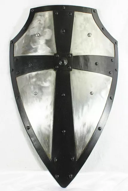 Hand-Forged Gothic Templar LAYERED STEEL CROSS SHIELD Medieval Battle Armor gift