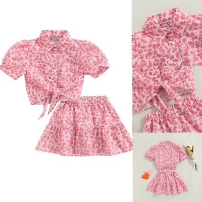 Toddler Kids Baby Girl Short Sleeve Tops Skirts Dress Outfit Set Summer Clothes
