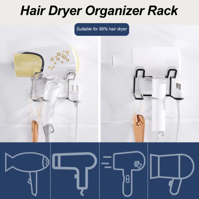 Soporte secador de pelo, sin troquelado, ahorra espacio, soporte secador de pelo, baño,