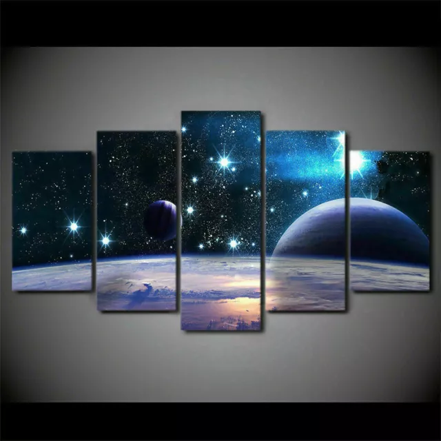 Outer Space Planets Universe Galaxy 5 Piece Canvas Picture Wall Art Home Decor