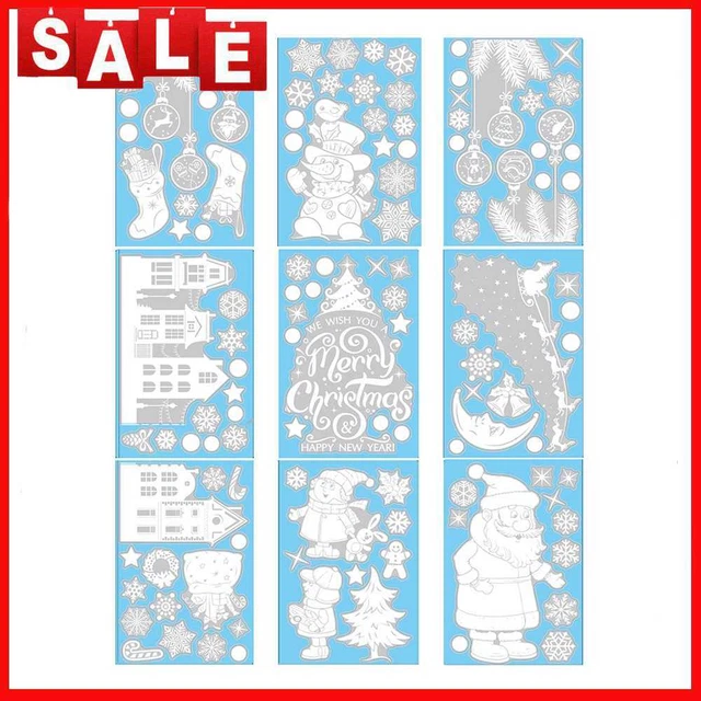 9pcs Christmas Electrostatic Stickers Odorless Window Clings for Home Decoration
