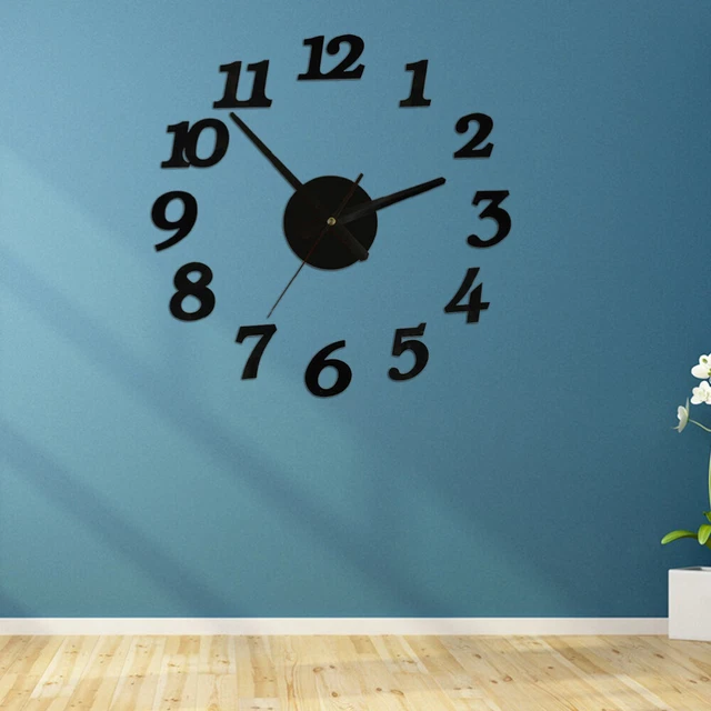 HORLOGE PENDULE,Red--Horloge murale numérique stéréo 3D créative