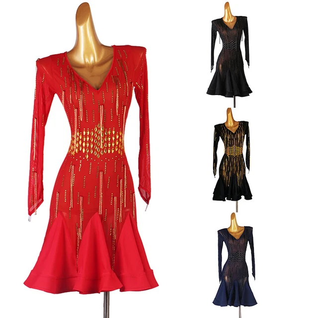 Latin Dance Dress Salsa Tango Cha cha Ballroom Rhinestone Competition Dress