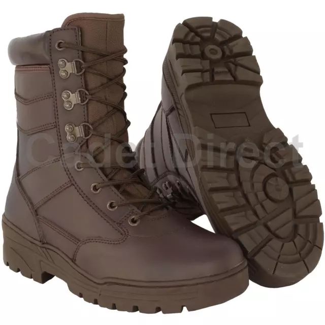 DELTA PATROL BOOT Full Leather MOD Brown Army Boots UK Size 7 to