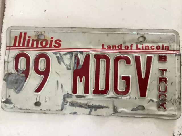 Illinois State B Truck Collectible Auto Tag License Plate EXPIRED 99MDGV Old Red