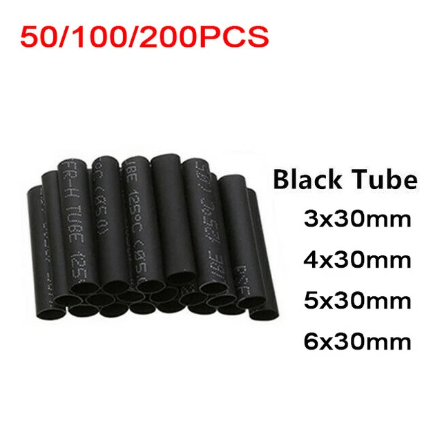 200x BLACK HEAT SHRINK TUBING 3mm-6mm CABLE HEATSHRINK SLEEVING CAR 2:1 RATIO