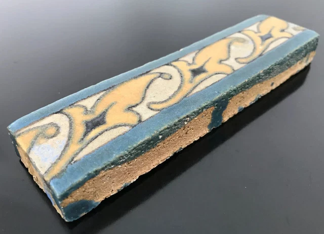 Flint Faience Pottery Antique Border Tile 6” x 1.5”