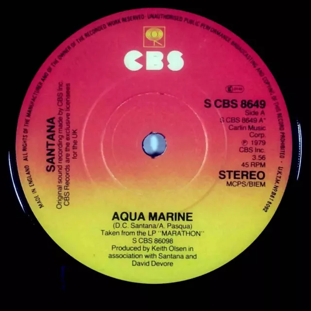 Santana - Aqua Marine / Stand Up / Runnin [7" 45 rpm Single] UK Import