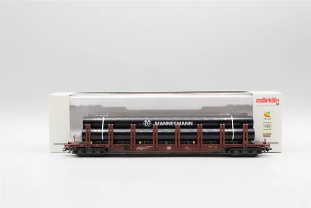 Märklin H0 47716 Rungenwagen mit MANNESMANN-Rohren  Snps 719 der DB