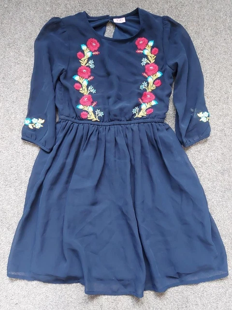 Girls, Long Sleeved, Embroidered, Chiffon, Floaty Dress, 8-9 Yrs, 134Cm, F&F