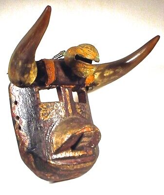 Antique Mayan Bull Mask & Bell Ex Sothebys '77 2