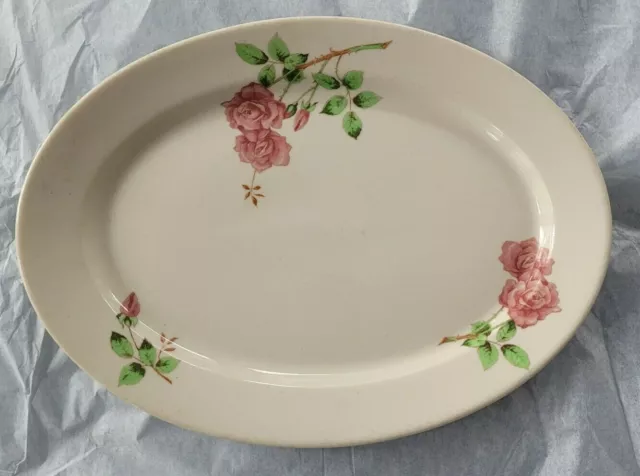 Union Pacific Portland Rose Pattern 10"x 7 1/4" Old Ivory Syracuse China O*P*CO