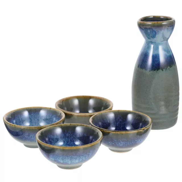 Japanese Sake Set Traditional Ceramics 1 Pot 4 Cups 1 Set-QX