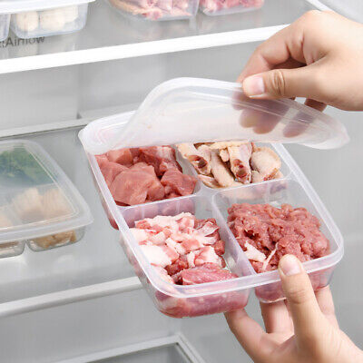 4 rejillas caja de almacenamiento de preparación de alimentos compartimento refrigerador congelador órgano.YB