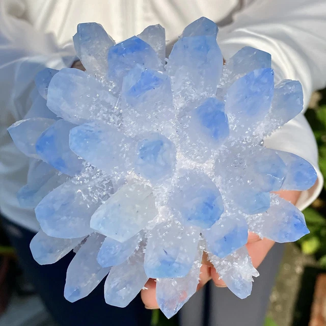 428G New Find sky blue Phantom Quartz Crystal Cluster Mineral Specimen Healing 3