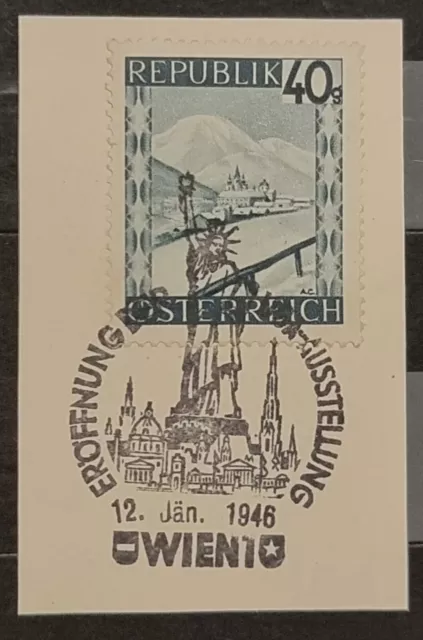 BRIEFMARKEN ÖSTERREICH 1946 - ANK Nr. 757 ,   Sonderstempel   USA AUSSTELLUNG