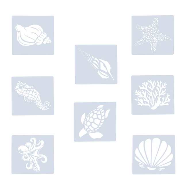 8 piezas Regla de dibujo para niños Plantillas de dibujo Plantillas de dibujo oceánico