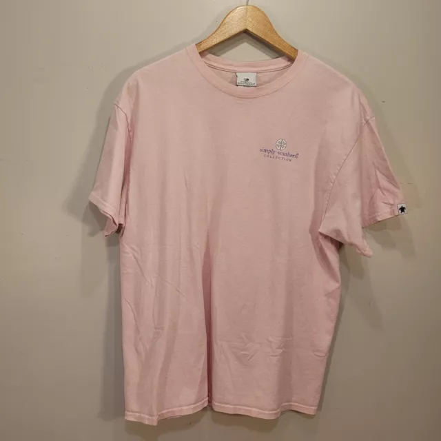Simply Southern "Lifestyle Classy Prep Brand" Light Pink Summer T-Shirt Size XL 2