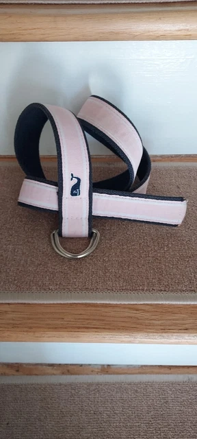 vineyard vines men canvas with whale belt- pink- 45"