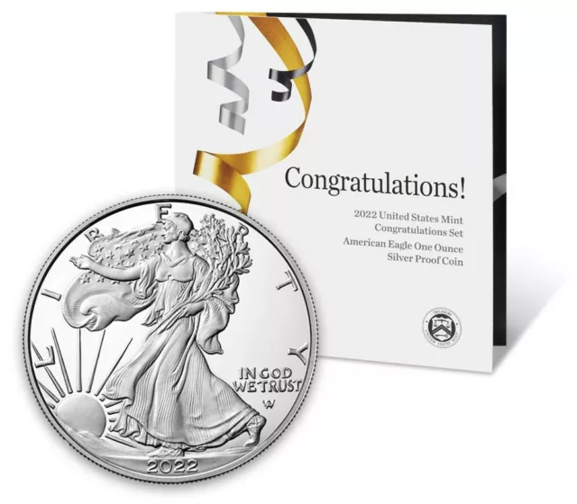 2022 ,W Proof $1 American Silver Eagle Congratulations Set