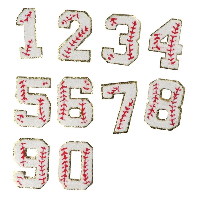 20Pcs Baseball Number Patches 3 inch Chenille Number Patches  Jackets Clothing