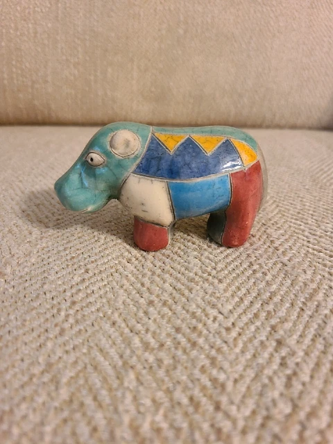 Raku Pottery Hippo Hippopotamus Figurine