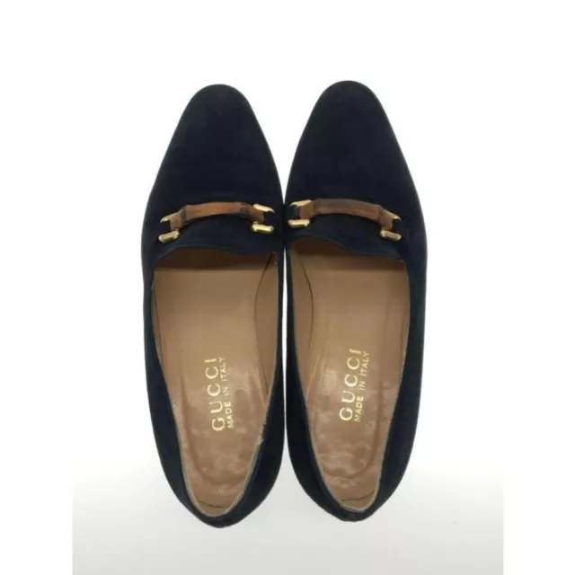 GUCCI WOMEN'S LOAFERS Bamboo Suede Navy EU37.5/US7.5 05492c $170.00 ...