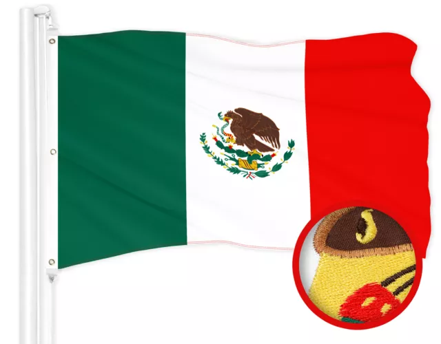 G128 Mexico Mexican Flag 6x10 Ft ToughWeave Series Embroidered 210D Polyester