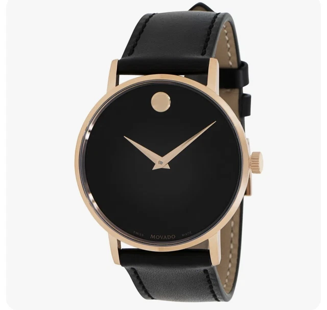 NUOVO - Orologio Movado 0607315 Uomo Museo Classico Quadrante Nero Quarzo