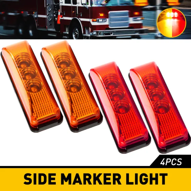 4 Red Car Truck Trailer Yellow LED RV 53mm Clearance Side Marker Light Car Parts
