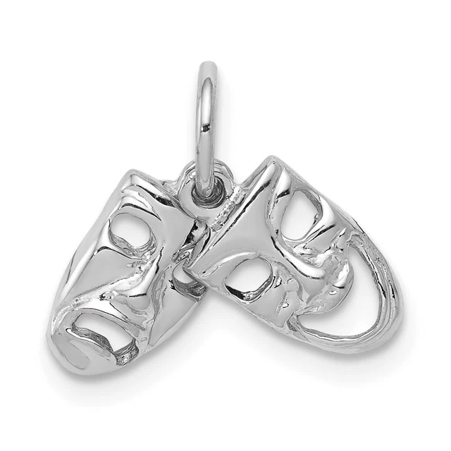 14k White Gold Comedy/Tragedy 2-Piece Charm Pendant for Womens 0.95g 14k White Gold Comedy/Tragedy 2-Piece Charm Pendant for Womens 0.95g