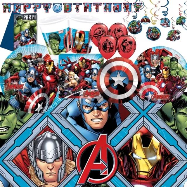 Marvel Avengers Birthday Party Decorations Banners Balloons Tableware Supplies