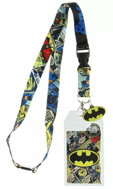 Batman Lanyard Keychain with ID Holder and Rubber Charm
