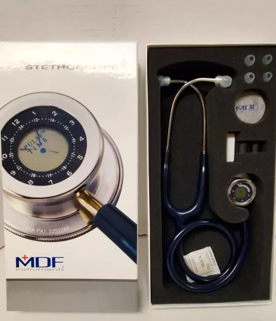 MDF Pulse Time 2 in 1 Single Head Stethoscope & Digital LCD Clock Black #MDF 740