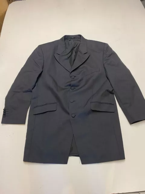 Formell Hochzeit Fischgrätenmuster Prince Edward Schwarz Tie Feier Jacke IN Dark