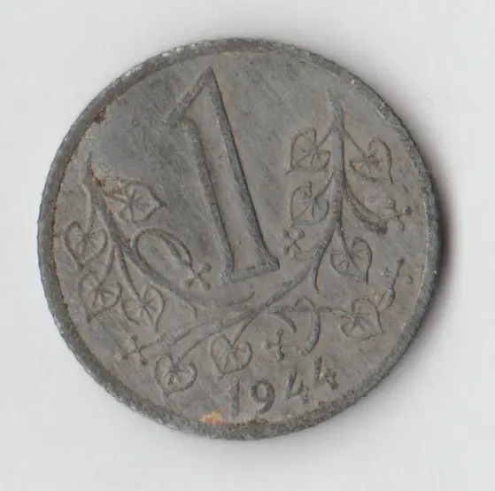 Czechoslovakia 1944 Bohemia-Moravia 1 Koruna zinc coin-World War 2