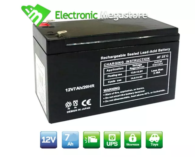 Batteria gel AGM Elsy Power 12V 7,5Ah ideale per UPS compatibile APC RBC2 RBC17